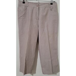 Christopher & Banks Beige Striped Capri Pants 8 Lightweight 100% Cotton